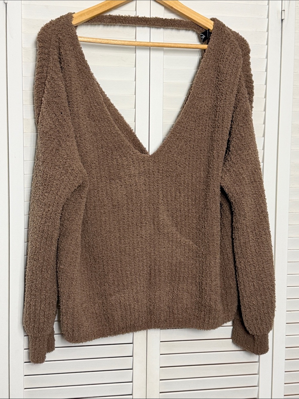 Windsor Cozy Deep V-Neck Brown Women's Sweater